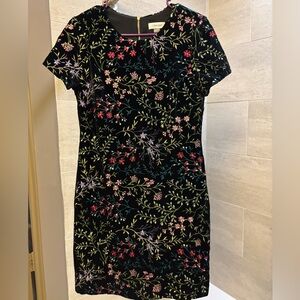 Calvin Klein Black Floral Velvet Sheath Dress